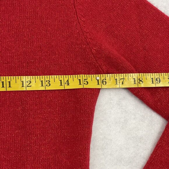 KCKC Turtleneck Lambs Wool Sweater Womens Size Medium Red Glitter - Picture 10 of 13